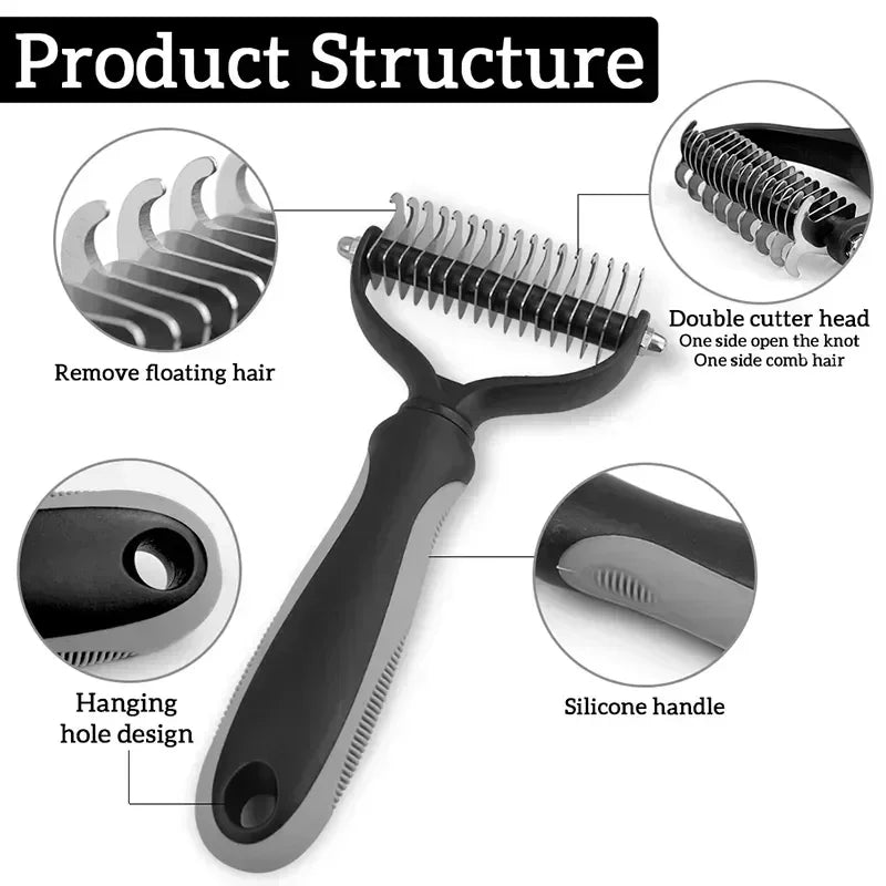 Double Sided Stainless Steel Pet Grooming Brush Dog Cat Hair Remover Comb Tangle Removal Pet Supplies