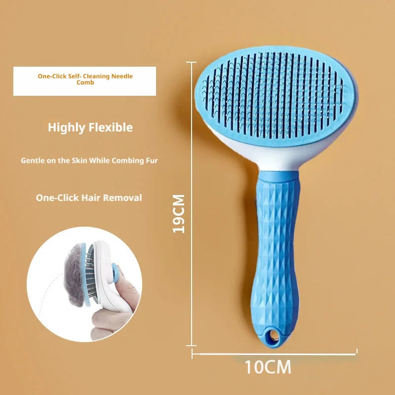Pet Self-Cleaning Slicker Brush, One-Click Hair Removal Comb for Cats & Dogs, Grooming Shedding Tool