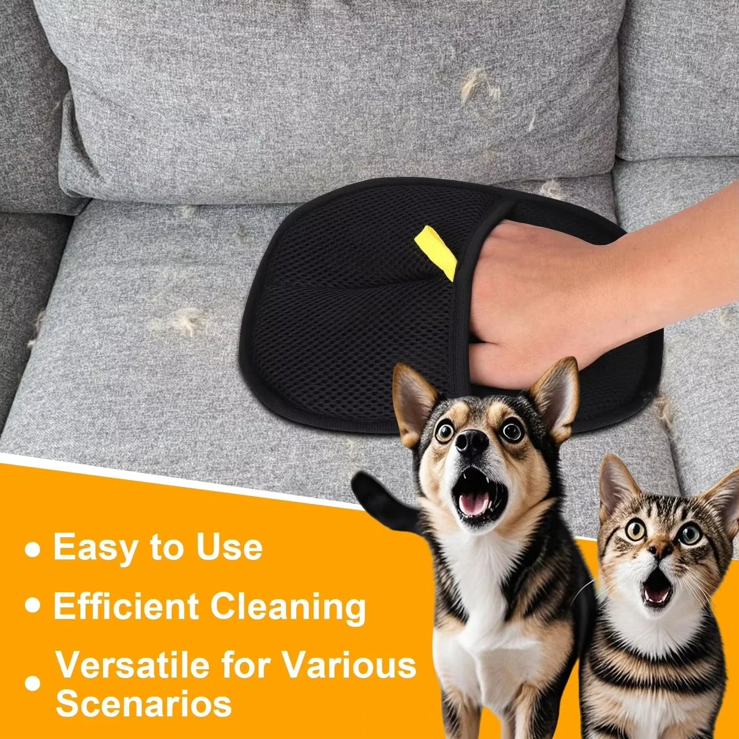 Pet Hair Removal Tool Reusable Static Removal Gloves, Double-Sided Grooming Gloves for Pets, Removes Pet Fur Hair for Carpets