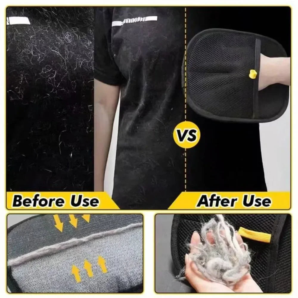 Pet Hair Removal Tool Reusable Static Removal Gloves, Double-Sided Grooming Gloves for Pets, Removes Pet Fur Hair for Carpets