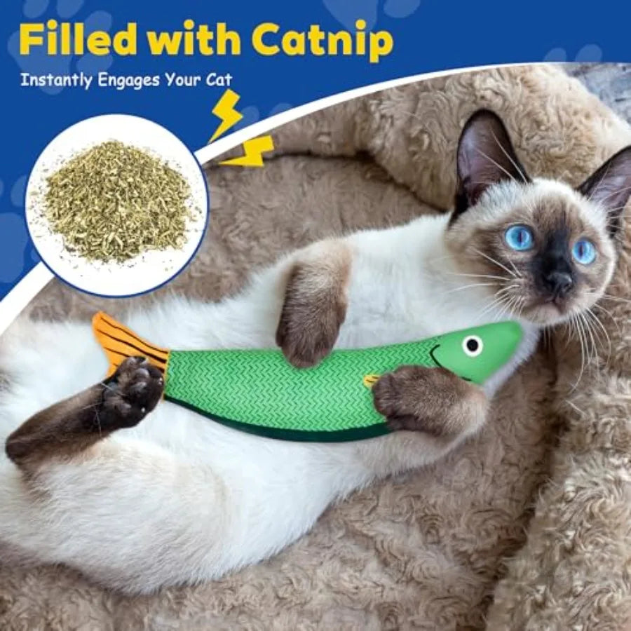Interactive Catnip Toys for Indoor Cats Soft Durable with Rattle Sound Chew Toy for All Breeds 3 Pack Saury