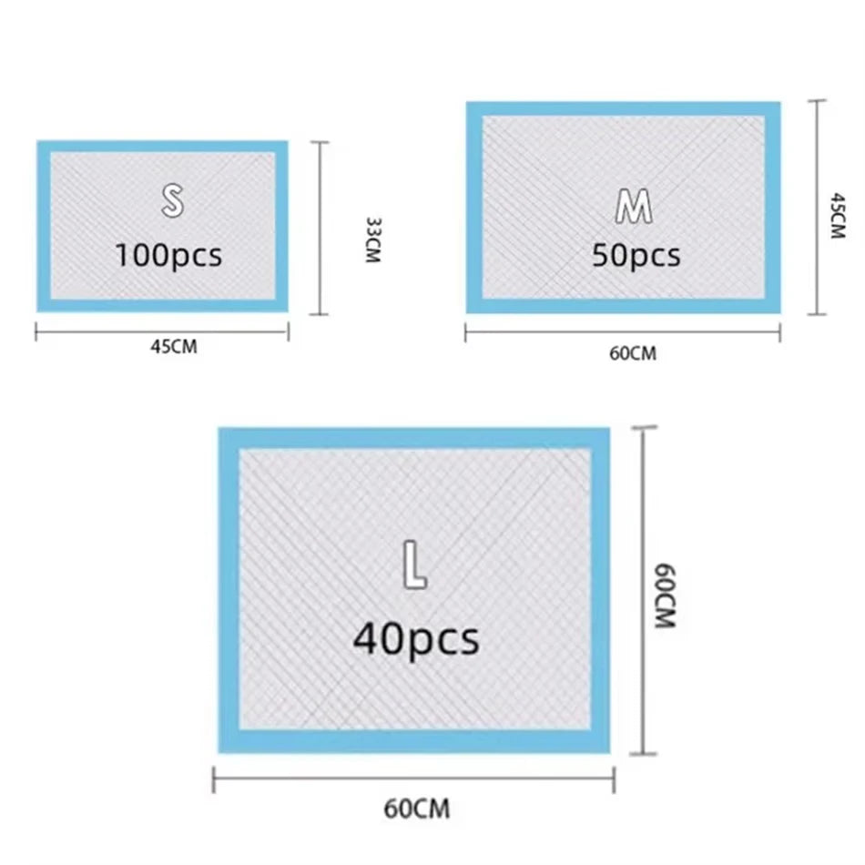 100/50/40/20PCS Absorbent Pet Pee Pads Disposable Dog Cat Training Pads Dry Clean Cushion Pet Supplies Pañales Para Mascotas