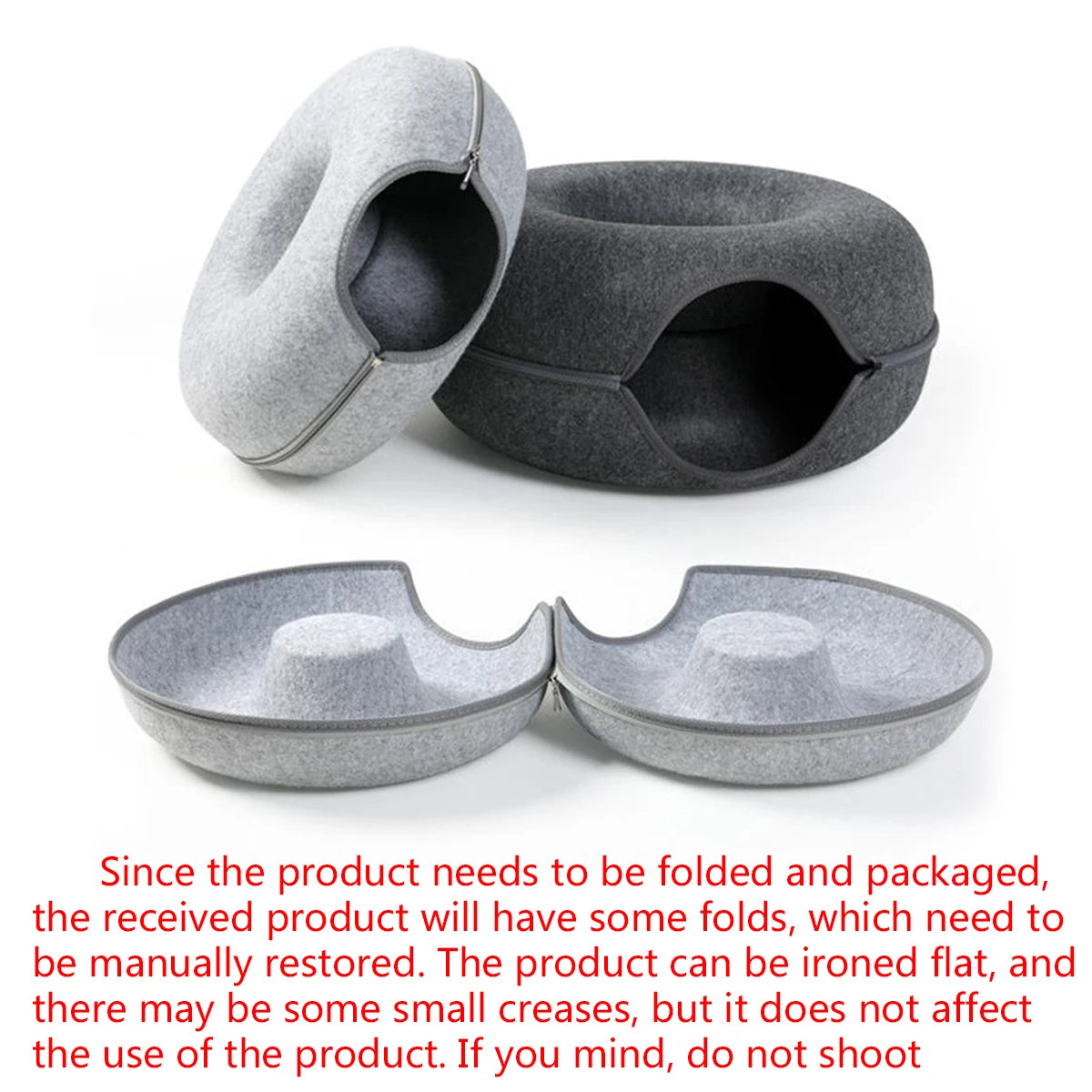 Interactive Round Small Cat Tunnel Nest Felt Kittens Bed House Scratcher Cat Donut Sleeping Pet Toy for Cats