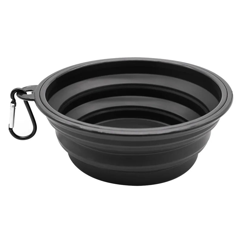 2 In 1 Silicone Pet Folding Bowl Portable Dog Cat Feeder Outdoor Travel Food Water Dispenser Container with Carabiner for Dogs C