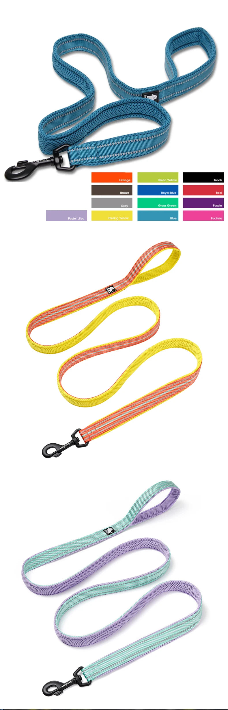 Truelove Soft Dog Pet Leash in Harness and Collar Reflective Nylon Cat Mesh Walking Training 11 Color Length 110cm TLL2111