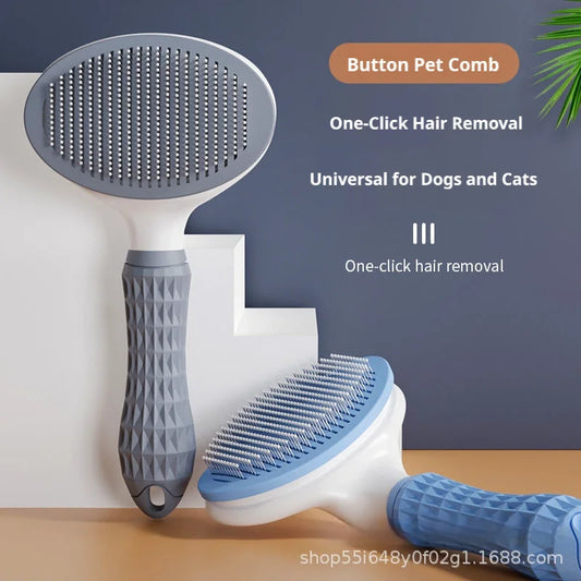 Pet Self-Cleaning Slicker Brush, One-Click Hair Removal Comb for Cats & Dogs, Grooming Shedding Tool