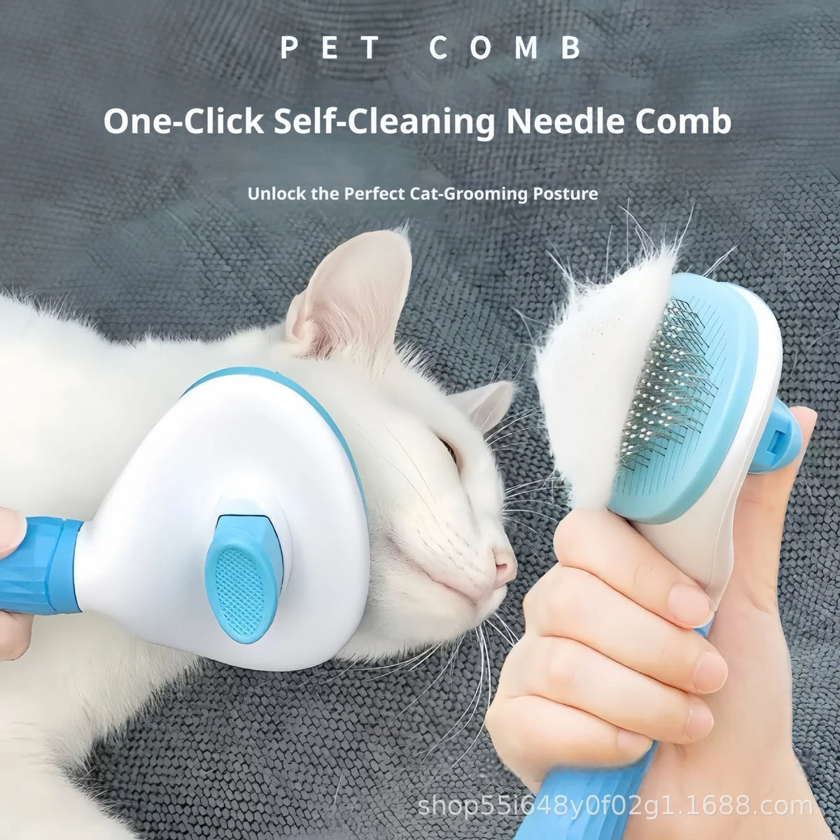 Pet Self-Cleaning Slicker Brush, One-Click Hair Removal Comb for Cats & Dogs, Grooming Shedding Tool