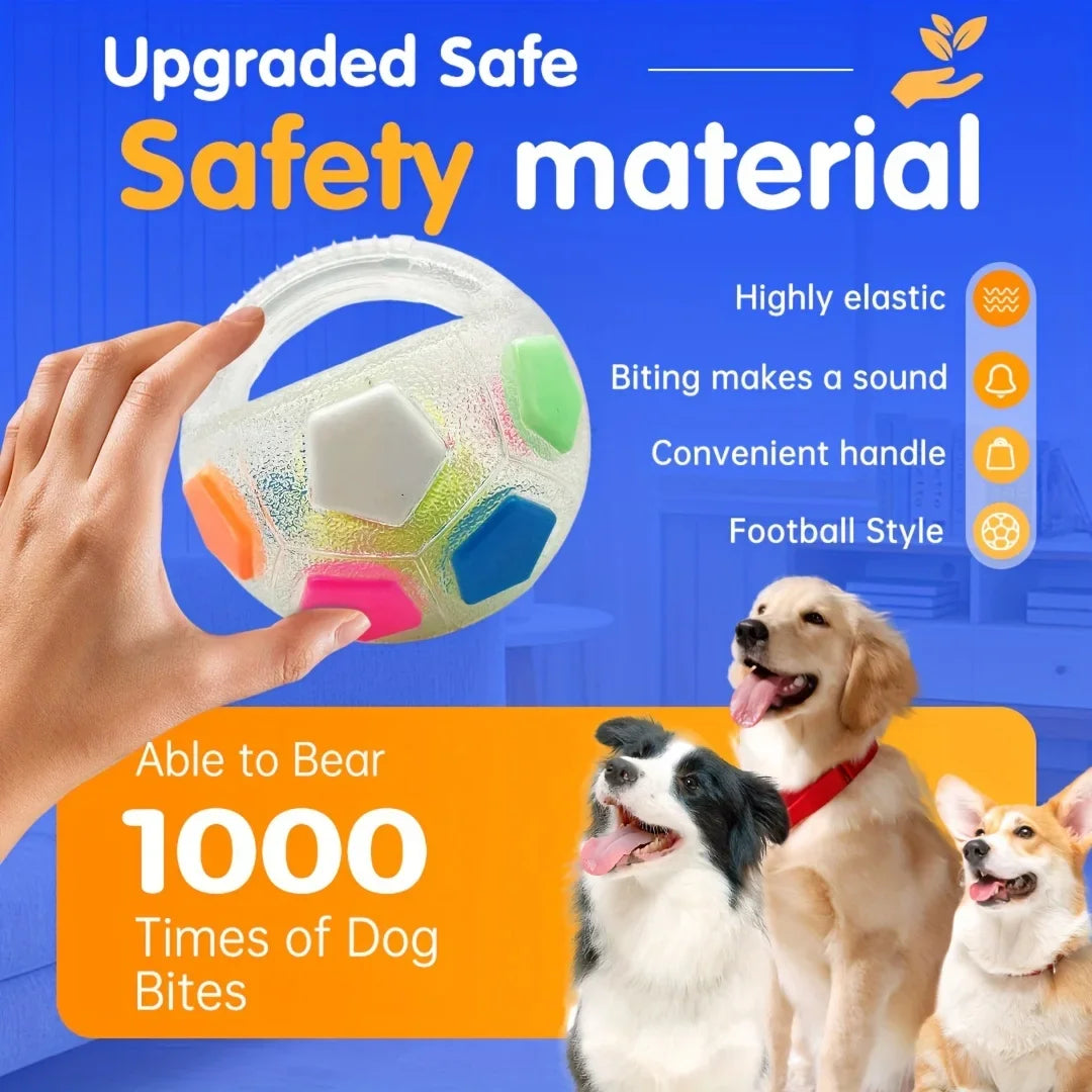 Dog Toys Soccer Ball with Handle Outside Squeaky Floating for Tug of War Dog Tug Toy for Small Mudiem Large Breed Playing Gifts