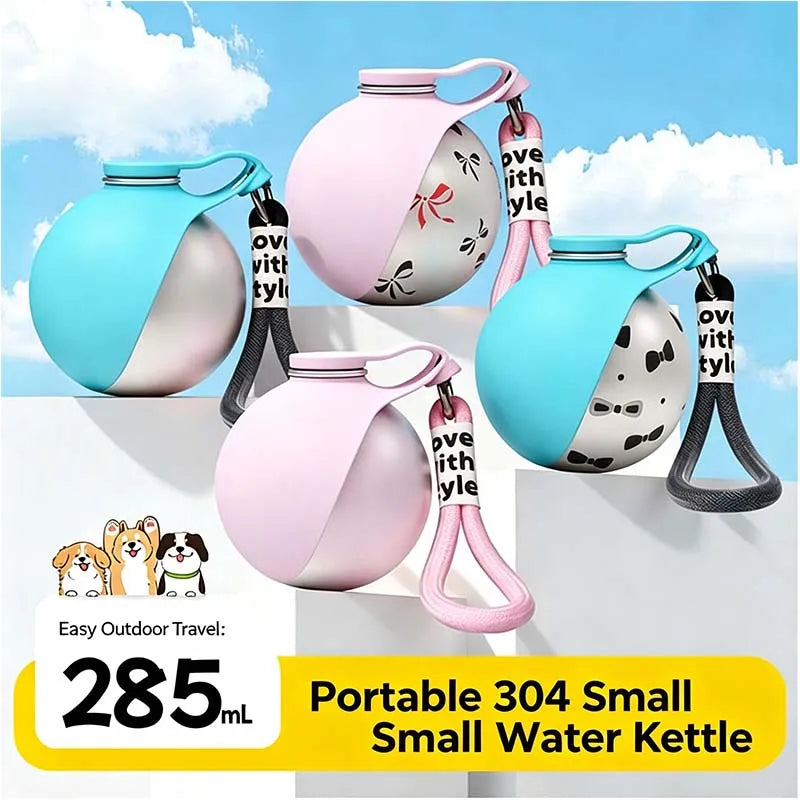 Pet Travel Water Cup Spherical Outlet Design Water Dispenser for Dogs Cats No Leak Foldable Portable Walking Drinking Feeder
