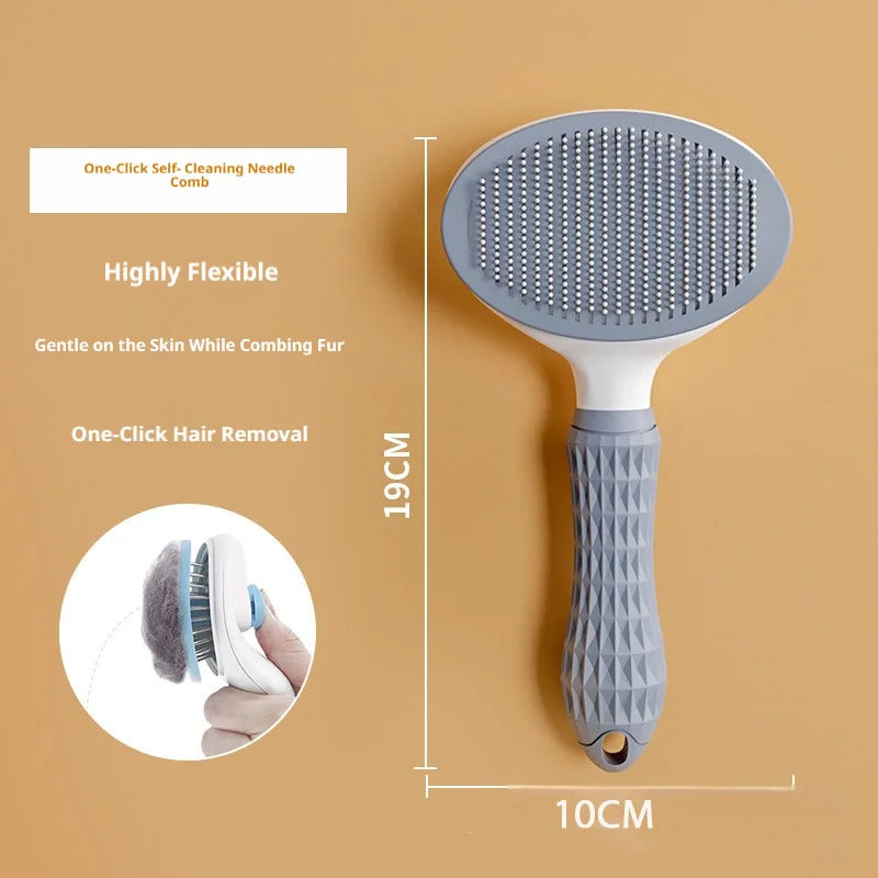 Pet Self-Cleaning Slicker Brush, One-Click Hair Removal Comb for Cats & Dogs, Grooming Shedding Tool